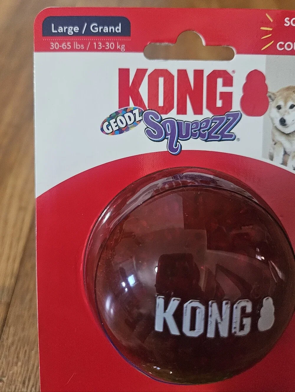 NIB Set Of 2 Balls KONG Geodz Squeezz Balls Dog Toy Duo Size Large Squeaks